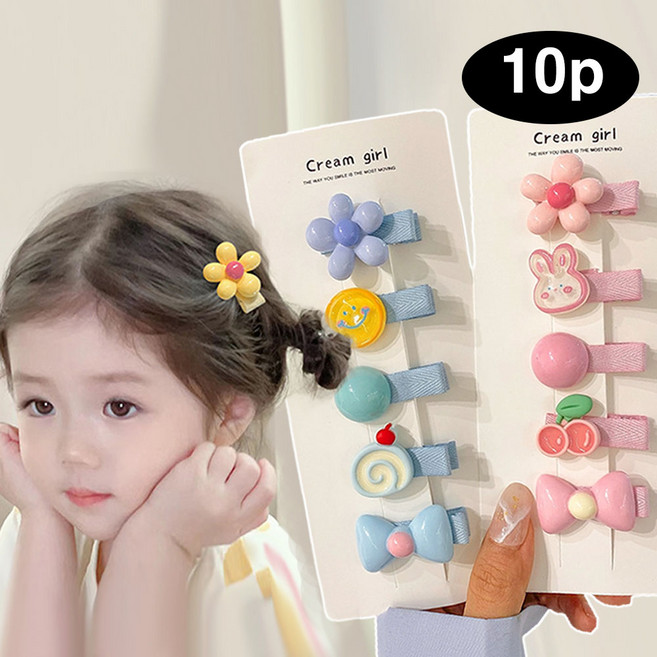 은꽃밴드 아기 헤어핀 푸딩 유아 작은 머리핀 세트