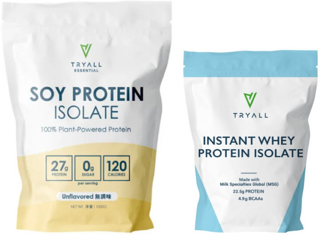 TRYALL 大豆蛋白分離乳清 100%植物蛋白, 1個, 大豆1KG+分離500克