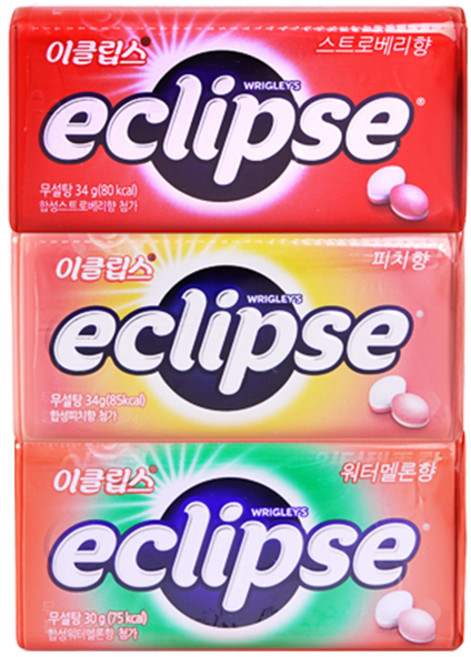 이클립스 캔디 과일맛 3종세트 (피치+스트로베리+워터멜론), 1세트, 98g