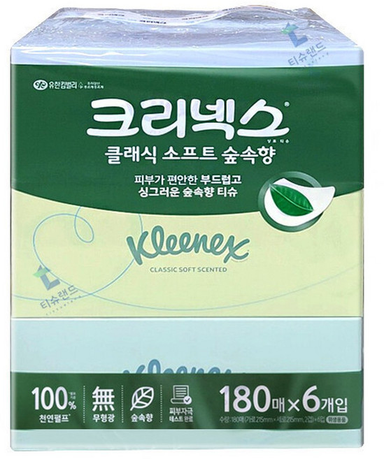 크리넥스 클래식 소프트 숲속향 각티슈 180매 6개입 x1개, 1개