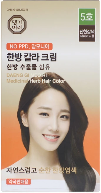 댕기머리 한방칼라크림 염색약 약국판매용/의약외품, 5호-진한갈색, 1개 - 쿠팡