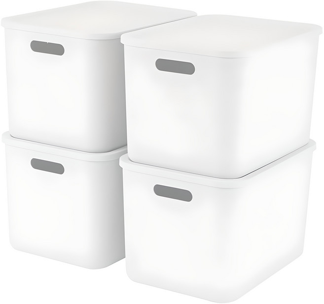 엠비코 국내생산 다용도 팬트리 리빙박스, 화이트, 4개