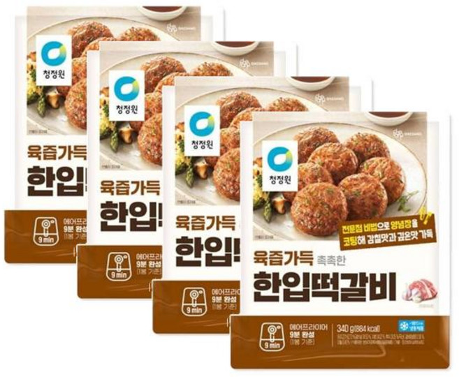 청정원 육즙가득 한입떡갈비, 4개, 340g