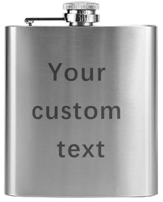 7온스 맞춤형 휴대용 스테인리스 스틸 힙 플라스크 플래곤 위스키 와인 포트 병 개인 맞춤 남성용 선물 여행 투어 음료 용기 컵, 1)Silver-7oz