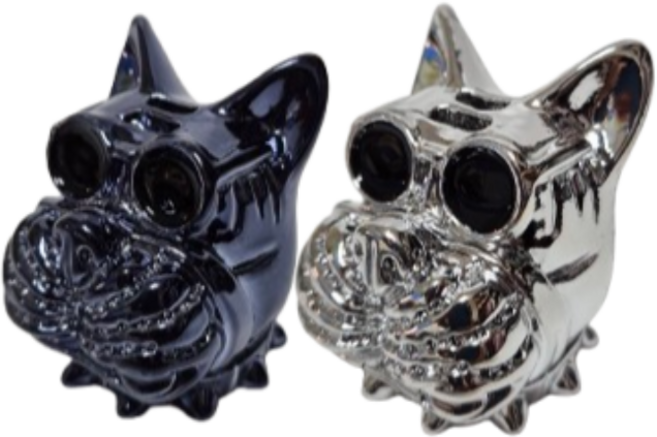 자동차 방향제 케이스 명품 프렌치불독 송풍구및 부착형, 실버+블랙, 1개