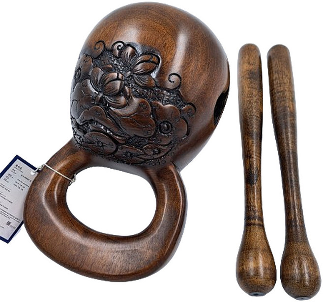 연꽃조각 옻칠 수제 목탁 - [대한명인김덕주] 사찰 스님 기도 수행 참선 명품목탁 선물, 3.5치, 1세트