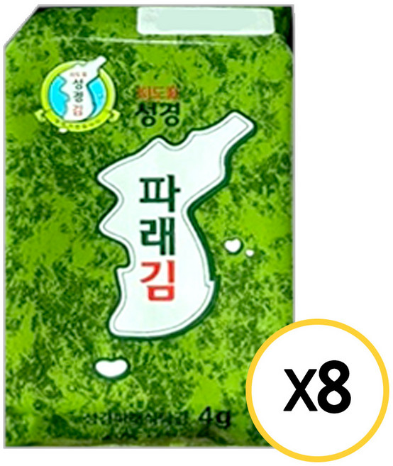 [현대프리마켓] 성경김 파래 식탁김, 8개, 4g
