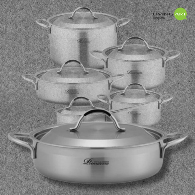 리빙아트 프리마베라 통삼중 스텐 전골냄비 인덕션 IH, 24cm, 실버