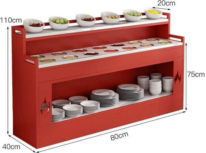 한식뷔페 소스 셀프바 쇼케이스 음식점 선반, 인기형 80x40x높이 110 8구 B, 기본 색상
