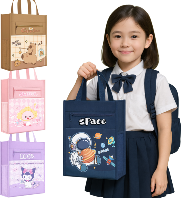 주포어유 가벼운 다용도 방수 캐릭터 보조 학원 손 가방