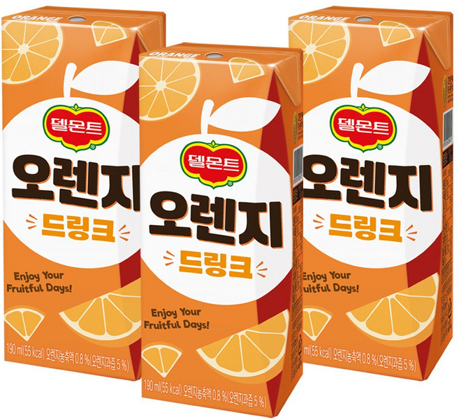델몬트 드링크팩 오렌지, 190ml, 64개