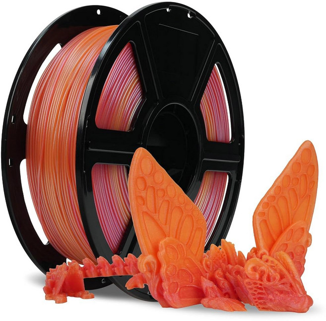 플래시포지 래피드 PLA 필라멘트 1.75mm 루비 레드 500mm/s 고속 인쇄 3D 프린터 필라멘트 1kg 스풀 치수 정확도 +/- 0.02mm 뛰어난 인쇄 품질 제공, 25 Yellow to Pink Gradient