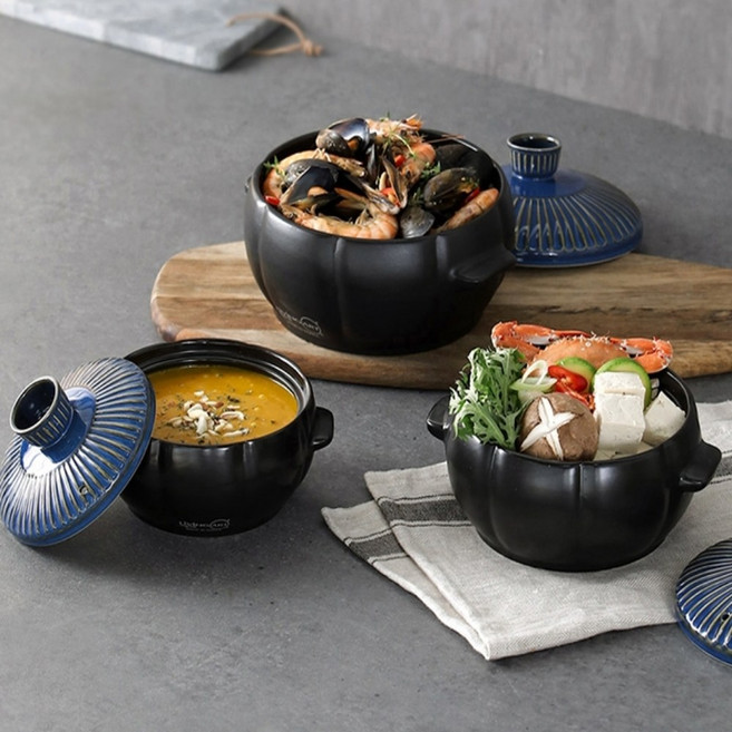 디오바코 소 뚝배기 미니 내열 냄비 도자기 세라믹 무균열, 중, 1개