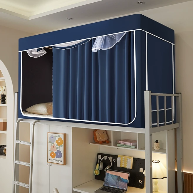 2층 싱글침대 커튼 사각모기장 일체형 침실 1인용 암막커튼