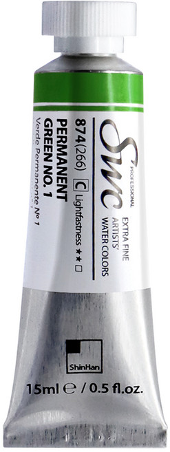 신한 전문가 수채화물감 (SWC) 15ml 낱색 C (색상선택), C_874 Permanent Green 1