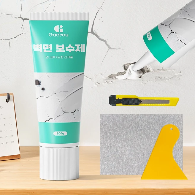 Gaayou 균열보수제 외벽 벽돌 벽면 보수제 안전 틈새메꿈씰 벽보수용 크랙보수제 벽보수용 퍼티 빠데 300g + 헤라 세트 | 벽면 구멍 메꾸미 실내용 간편 보수, 1개 - 쿠팡