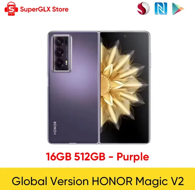 HONOR Magic V2 글로벌 버전 5G 폴더블 LTPO OLED 디스플레이 7.92인치 스냅드래곤 8 Gen 2 50MP 후면 카메, 01 512GB, 01 China Mainland, 02 Purple, 512GB