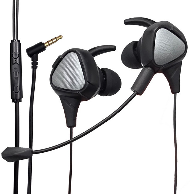 이어앵커 마이크 탈부착 유선 게이밍 이어폰, 블랙, 3.5mm