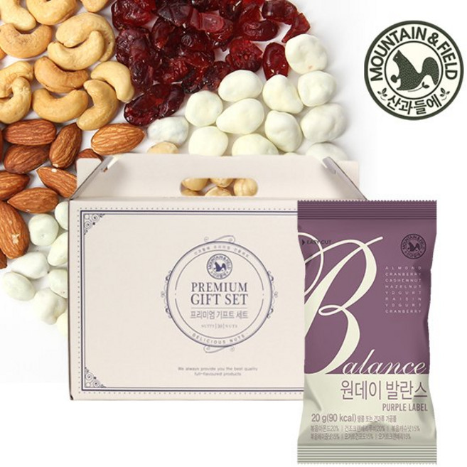 산과들에 산과들에원데이발란스퍼플 30입 하루견과 선물세트 (20gx30입), 1