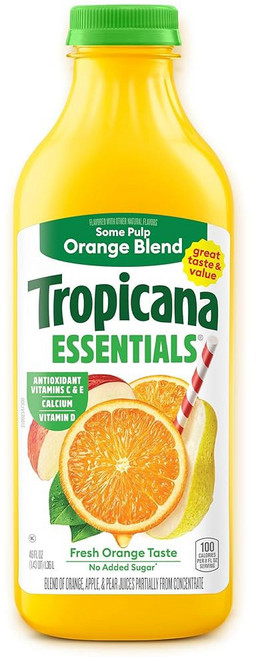 트로피카나 100% 오렌지 망고 주스 블렌드 펄프 칼슘 및 C D E 첨가당 없음 46 floz, Orange Juice, Some Pulp, 46 Fl Oz (Pack of 1)
