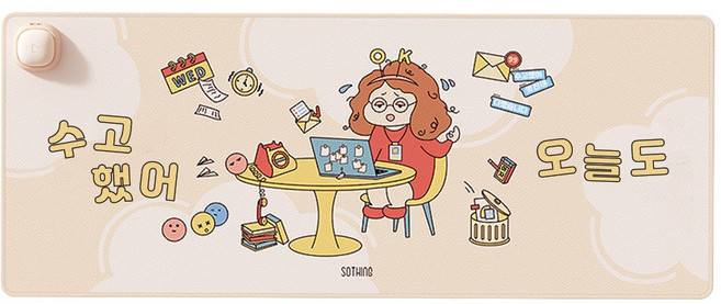 소싱 온열데스크매트 마우스장패드 OK 오케이, 1개