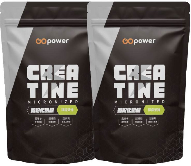 GOpower 微粉化一水肌酸 檸檬萊姆口味 提升爆發力 健身能量補給, 420g, 2個