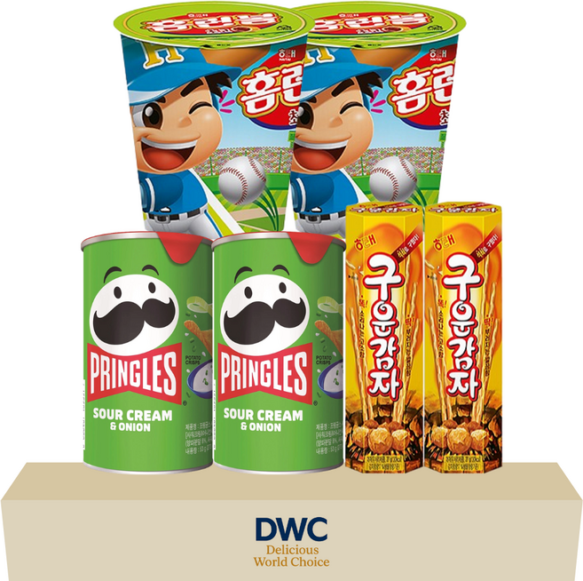 해태 농심 과자세트 종합 3종 총 6개 홈런볼 초코 컵 구운감자 프링글스 사워크림&어니언 사무실 간식 과자 꾸러미 회사 탕비실 대용량