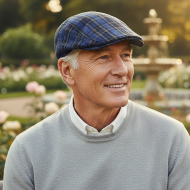 낭만삼춘 C011 사계절 체크무늬 베레모 시원한 중년남성 헌팅캡 도리구찌