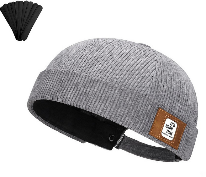 BELLEAURA 남여공용 레더라벨 코듀로이 와치캡 레옹모자 커플모자 챙없는 골무모자 (모자 오염방지패드 지급)