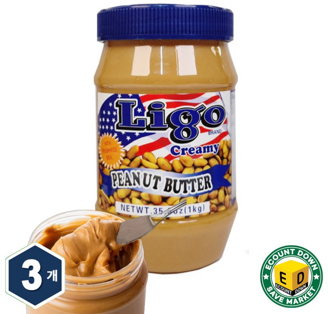 리고 땅콩버터 크리미, 1kg, 3개