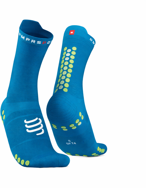 Compressport V4 跑步襪 標準筒 長襪, 夏威夷藍 T3, 1個