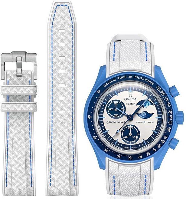 BONACE Moonswatch 워치용 밴드 오메가 X 스와치 20mm 시계와 호환되는 곡선형 실리콘 스트랩 문스와치 스피드마스터 교체용 갭 없는 스트랩 남성 여성 실리콘