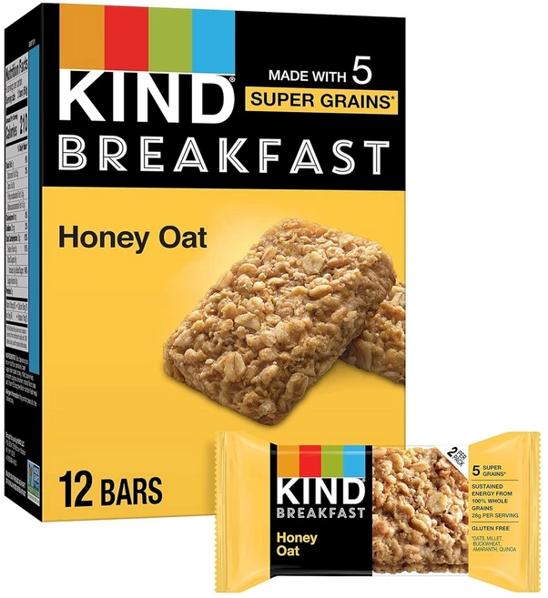 KIND Breakfast 카인드 허니 귀리 글루텐 프리 100% 통곡물 12 Bars, 50g, 6개 - 쿠팡