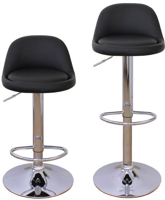 高級PU皮革升降吧台椅 現代簡約風 舒適腳踏圈設計, 黑色, 1個