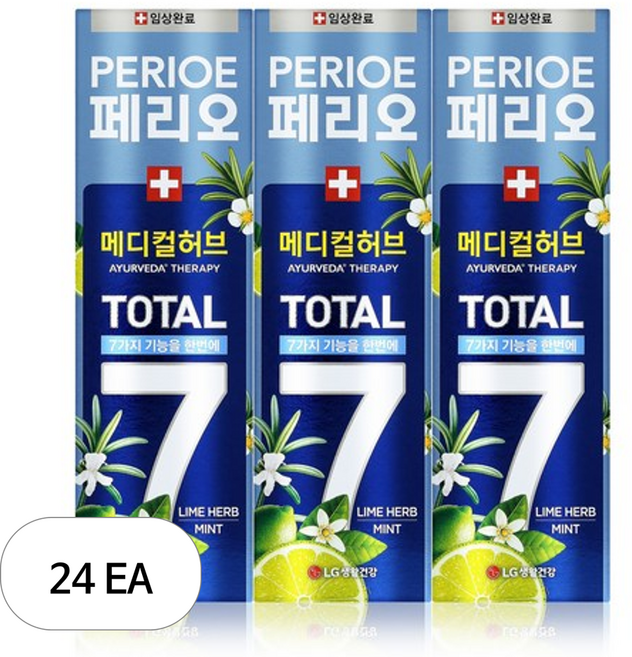 페리오 토탈7 메디컬허브 치약 라임허브민트, 100g, 24개