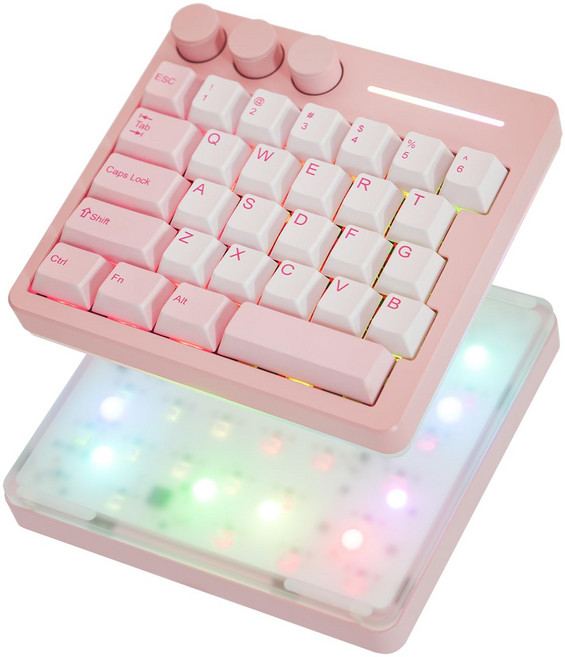 KiiBOOM Cybrix 29 8KHz 3 RGB FR4 (Pink) 한 손 키보드 고속 대응 유선 게이밍 키보드