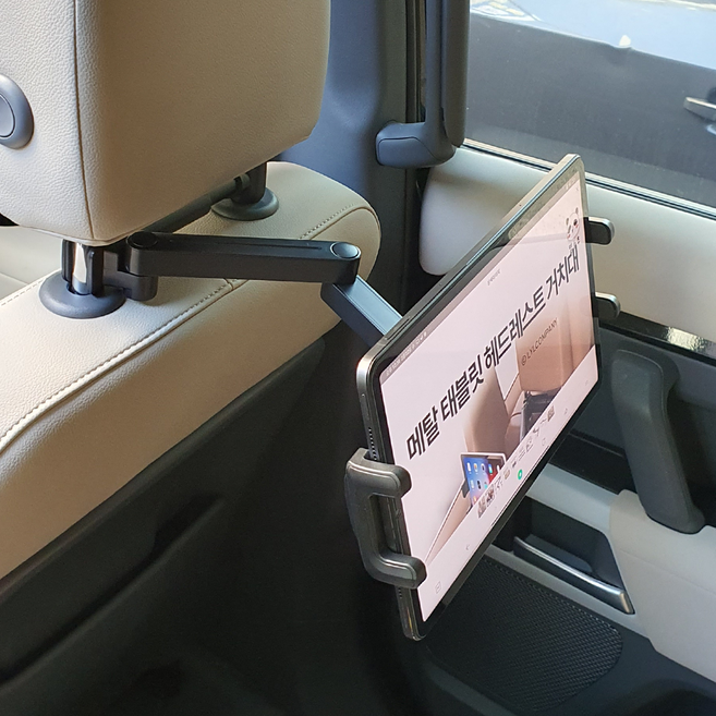 믿추 차량용 뒷좌석 거치대 핸드폰 태블릿 헤드레스트, 블랙메탈, 1개