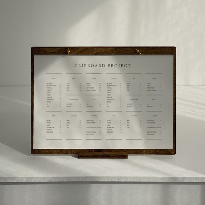 클립보드프로젝트랩 A3 메뉴판 우드 클래식바인더 카페 테이블 메뉴판 가로형 세로형 스탠드 포함