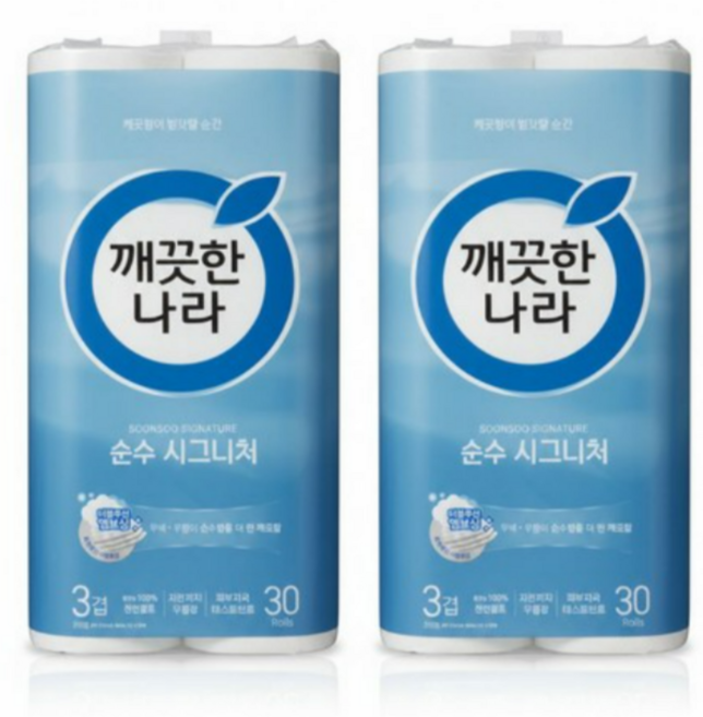 깨끗한나라 순수 시그니처 와이드, 27m, 30롤, 2개