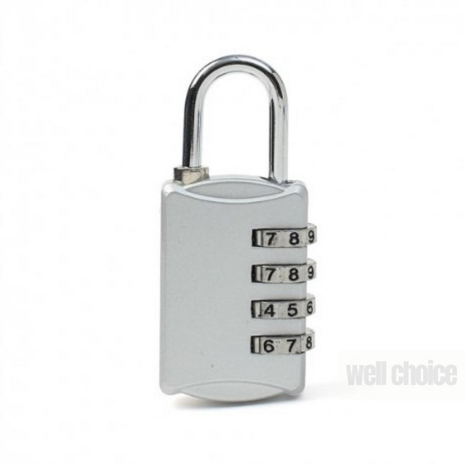 위니상회 심플락 4자리 번호 자물쇠 실버 안전자물쇠, 1개