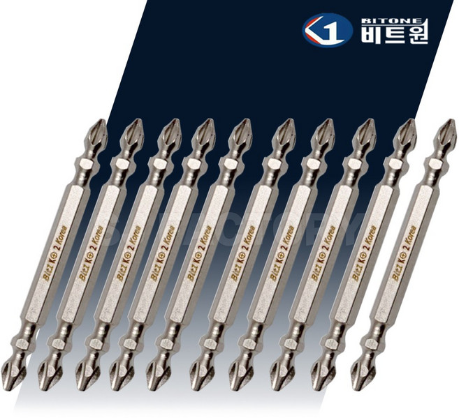 비트원 십자 양용 자석 드라이버 비트 PH2 80mm K-POWER, 10개