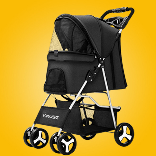 인뮤즈 강아지유모차 일체형 애견유모차 간편한 버튼형개폐 경량, 블랙
