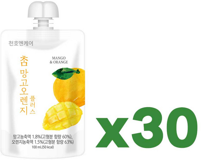 천호엔케어 참망고오렌지플러스 건강주스, 30개, 100ml