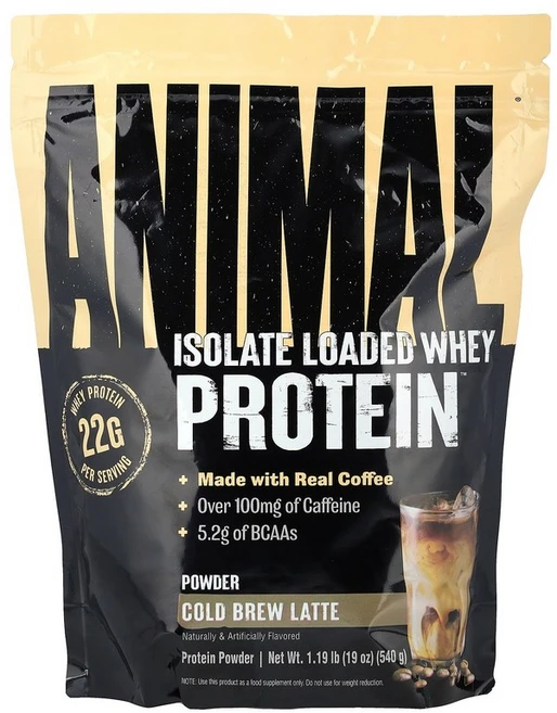 Animal Isolate Loaded Whey Protein™ Powder Cold Brew Latte 1.19 lb (540 g), 539 g - 쿠팡