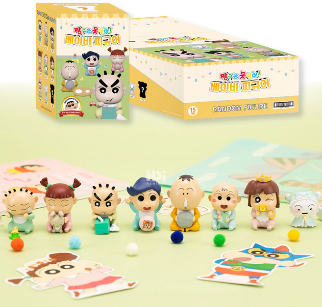 짱구 친구들 베이비 랜덤 피규어 1박스(15개입) 굿즈 정품 짱아 히든 100%, 짱구 베이비 랜덤 피규어 1박스(15개입), 1개