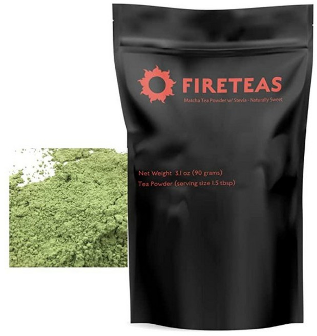 FIRE TEAS - 진정 수면 차 - 유기농 발레리안 뿌리 레몬그라스 카모마일 카다몬 시나몬 생강 - 숙면을 위한 취침 허브 티 -, 스테비아 무설탕 말차, 1개, 1개, 90g