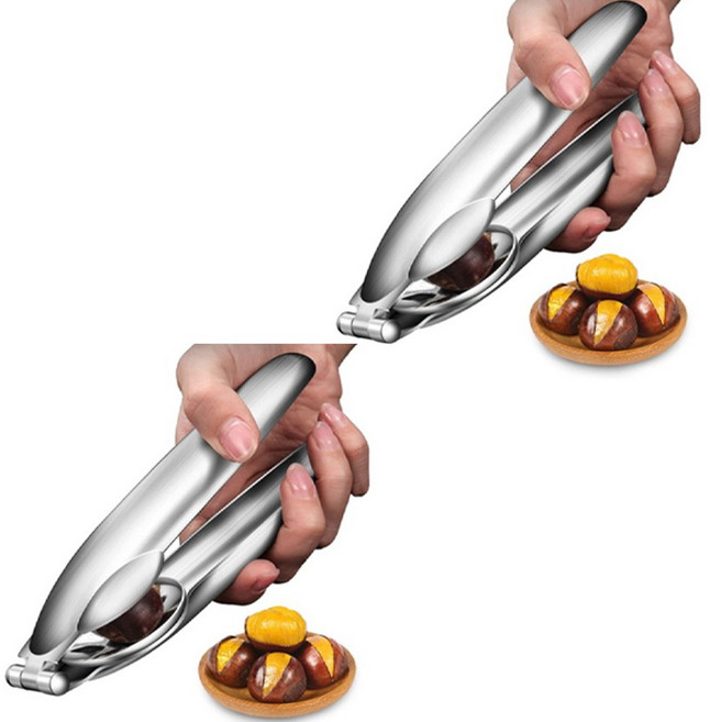 1+1 라이프핵 간편 호두 밤까는 기계 도구, 1개, 실버+실버