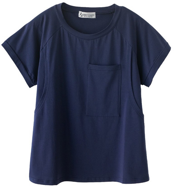 BabyShare時尚孕婦裝大口袋短袖哺乳衣 舒適透氣 哺乳期方便實用