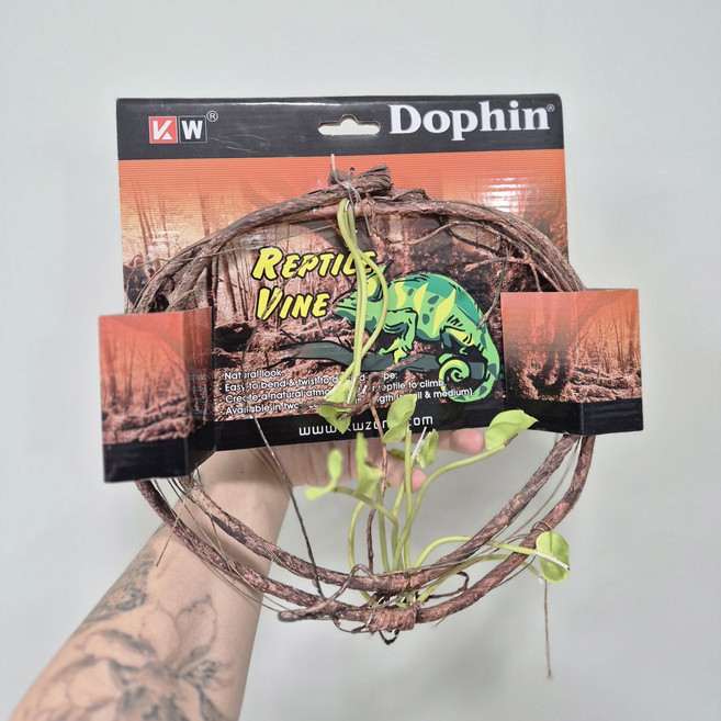 도핀 덩굴 파충류 양서류 카멜레온 게코 크레 크레스티드게코 은신처 덩굴 바인 덩쿨 나무 나뭇가지 인조식물 구조물, 1개