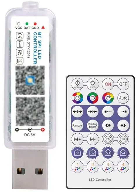 호환 주소 지정 Led 음악 컨트롤러에는 마이크 픽업이 제공됩니다. 밝기 조정 RGB 조명 컨트롤러 5V 미니